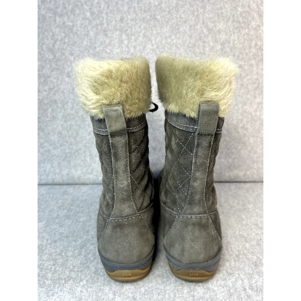 Helly Hansen Gray Suede Leather Quilted Faux Fur Lined Lace Up Boots Sz 7 View 5